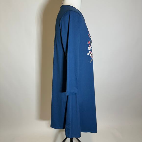 St. John's Bay Blue Thankful Thanksgiving Fall Dress Womens Size Medium M Floral - Picture 4 of 10